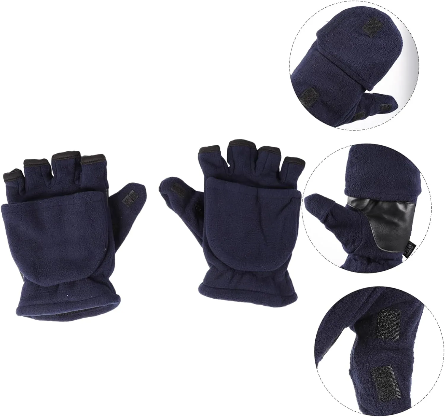 2 Pairs Flip Gloves Winter Riding Gloves Wool Knit Mittens Fingerless Gloves Knitting Hand Warmers Women