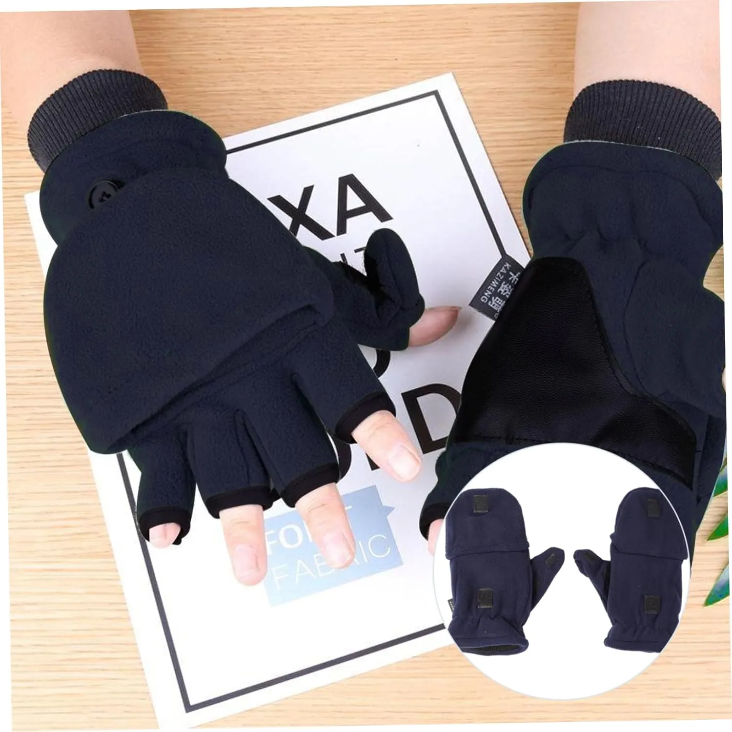 2 Pairs Flip Gloves Winter Riding Gloves Wool Knit Mittens Fingerless Gloves Knitting Hand Warmers Women