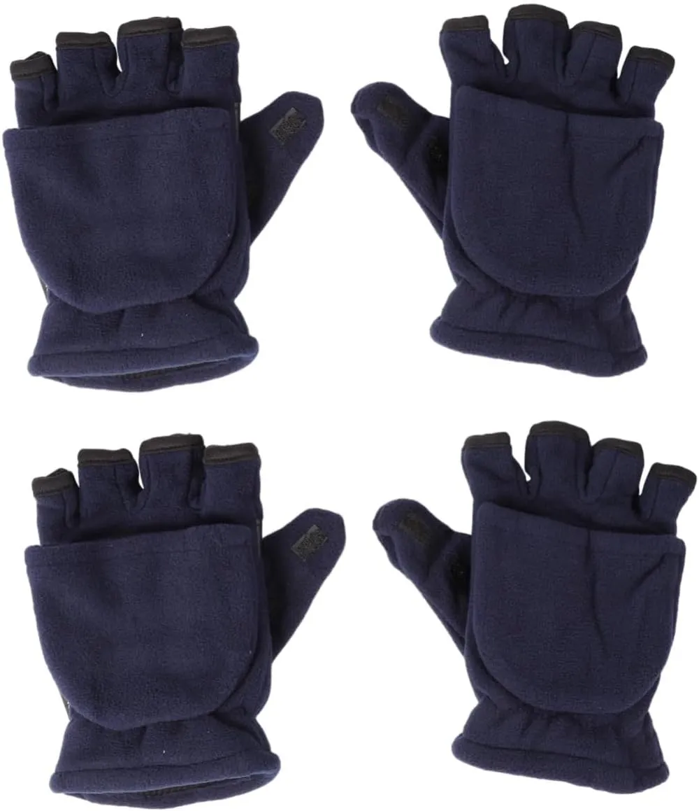 2 Pairs Flip Gloves Winter Riding Gloves Wool Knit Mittens Fingerless Gloves Knitting Hand Warmers Women
