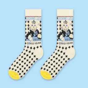 Diamond Pattern Cat Socks