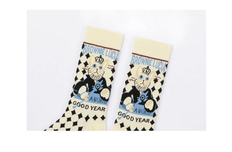 Diamond Pattern Cat Socks
