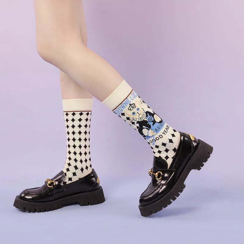 Diamond Pattern Cat Socks