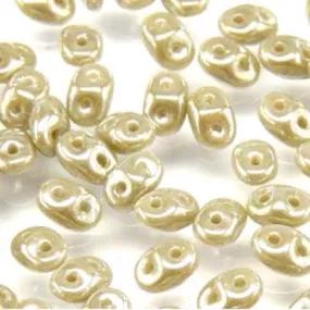 DU0543020-14400 Opaque Grey White Luster SuperDuo Two Hole Czech Seed Beads Tube
