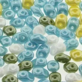 DU05MIX117 Dandelion Summer SuperDuo Two Hole Czech Seed Beads Tube