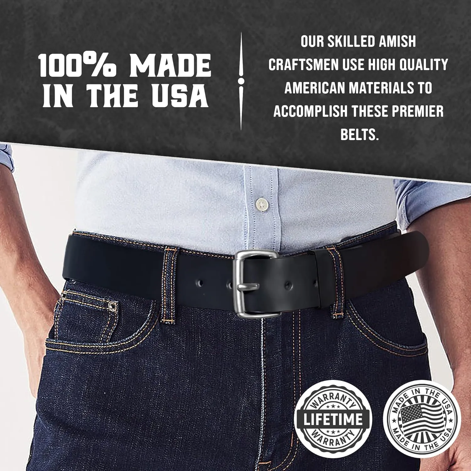 Genuine Veg Oil Tan Full Grain Leather-Mens Belts Leather Handmade By Amish-Heavy Duty Mens Belt 1.5 Wide 9/14 Oz-Made In USA