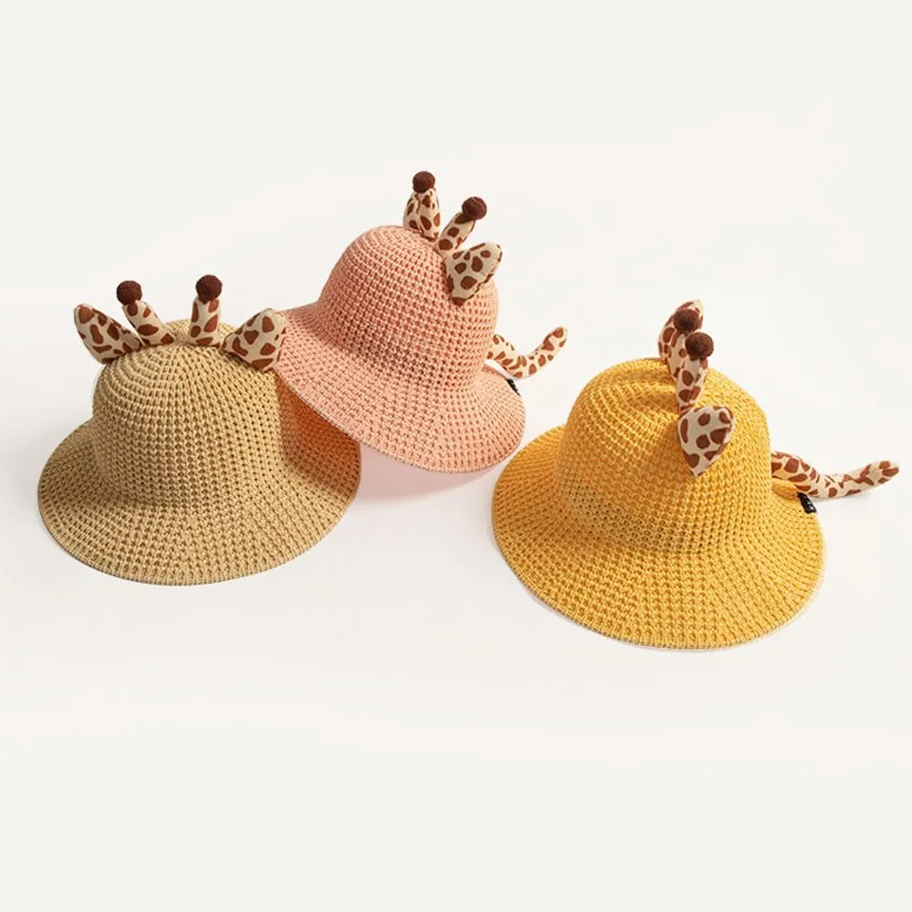 Giraffe Hat, Summer Sun Hat, Girl Straw Hat Summer Beach Hats, Sun Protection Hats for 3-6 Years