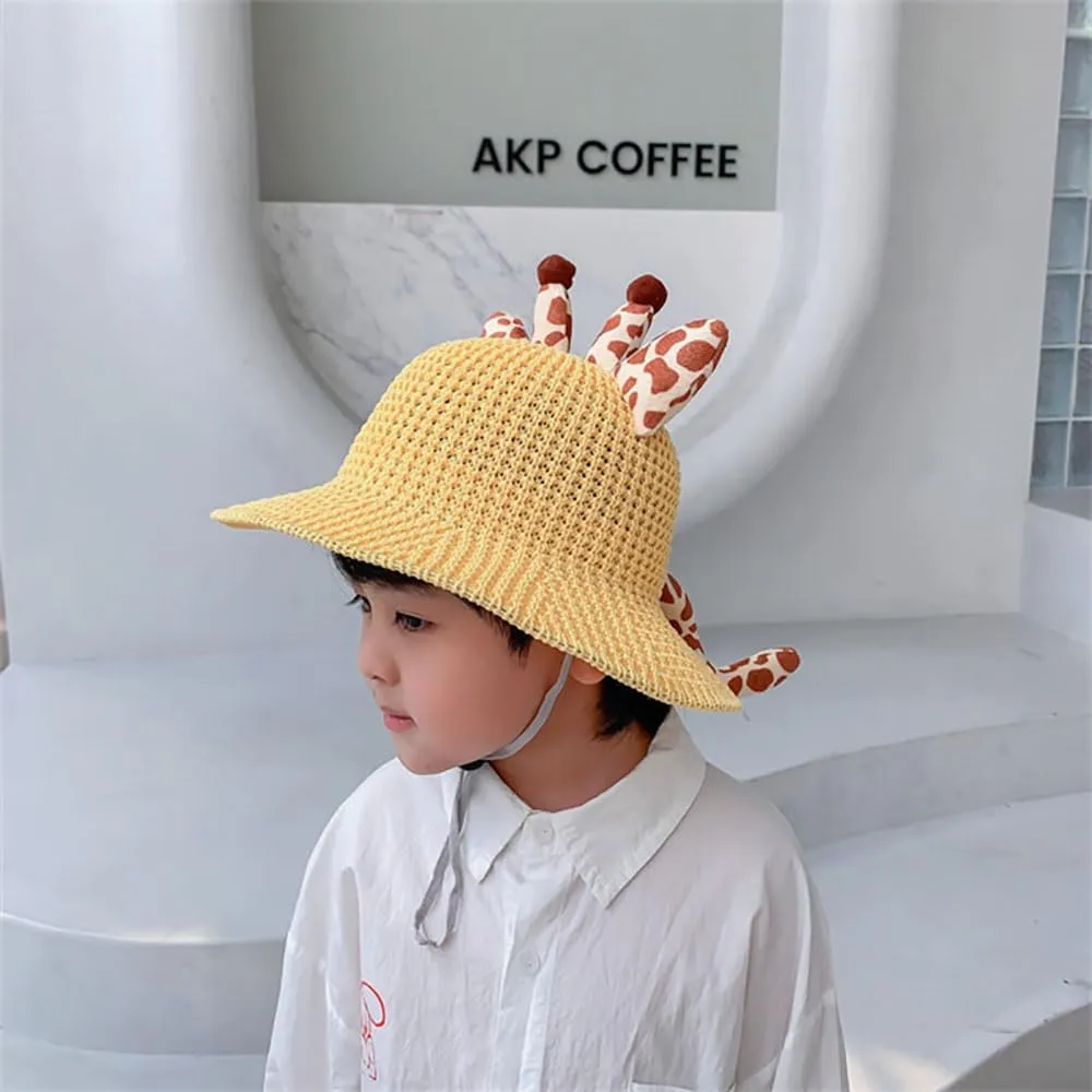 Giraffe Hat, Summer Sun Hat, Girl Straw Hat Summer Beach Hats, Sun Protection Hats for 3-6 Years