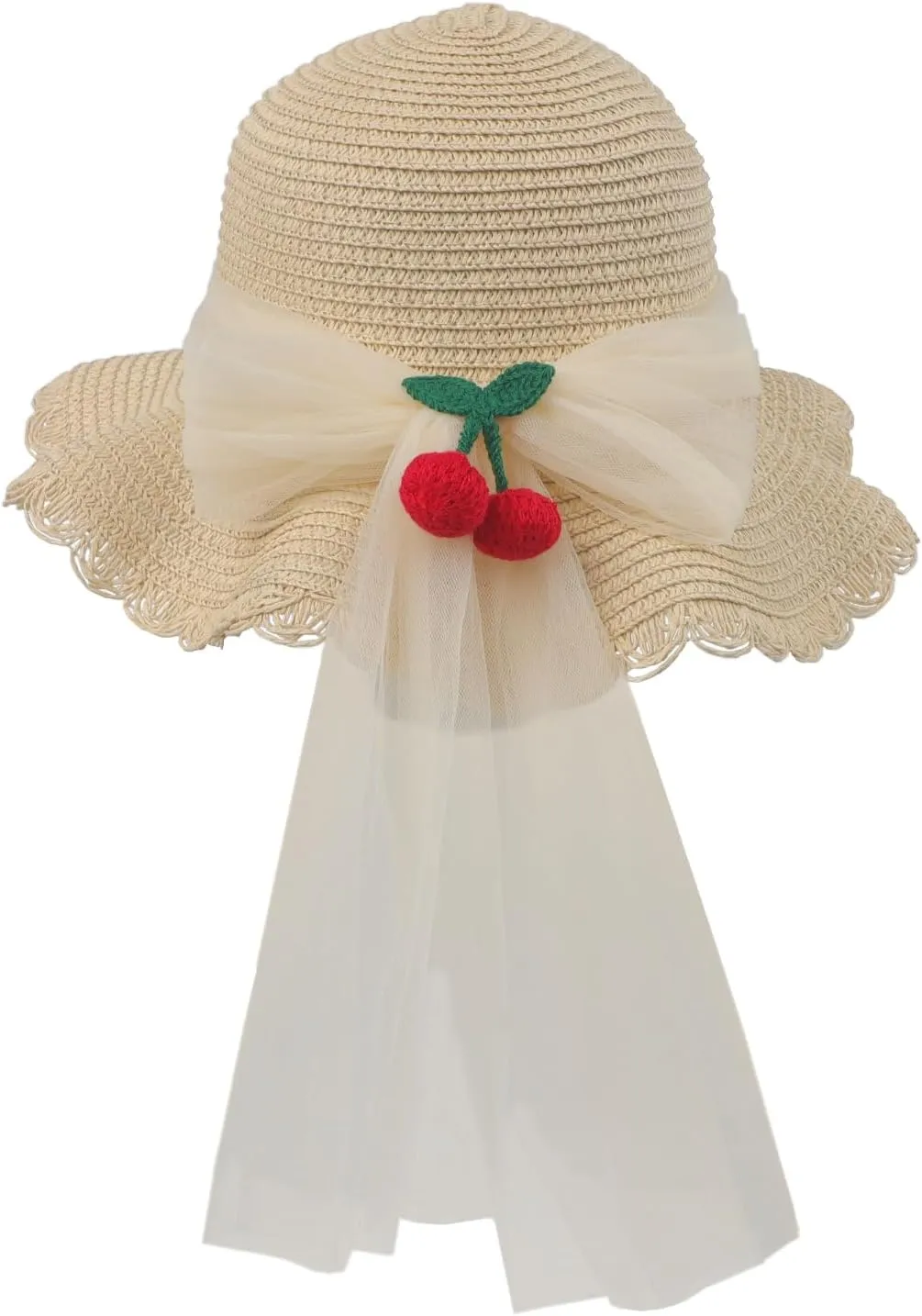 Girls Summer Straw Hat Wide Brim Cute Bowknot Beach Sun Hat UPF 50 Outdoor Kids Sun Protection Sun Visor Cap Age 2-6 Years