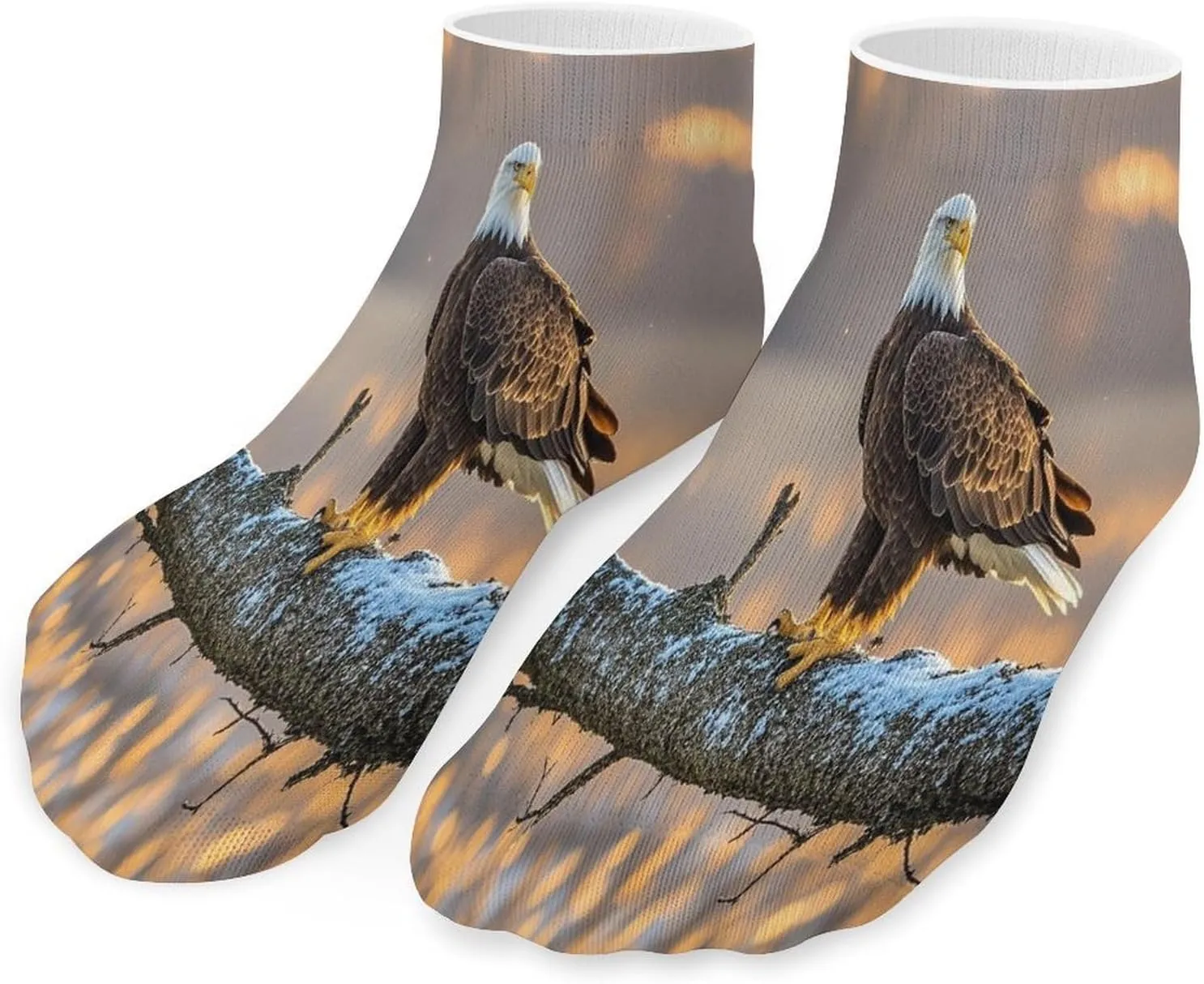 Golden Sunset Bald Eagle Socks Low Cut Ankle Short Sock Novelty Casual Invisible Liner Socks for Men Women