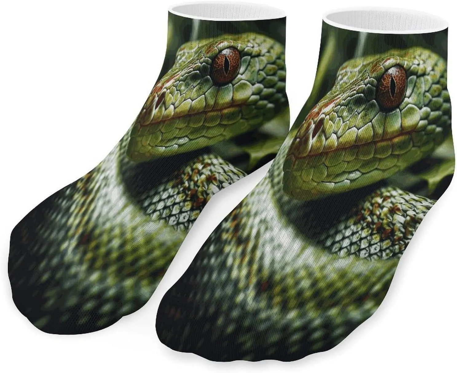 Green Snake Socks Low Cut Ankle Short Sock Novelty Casual Invisible Liner Socks for Men Women