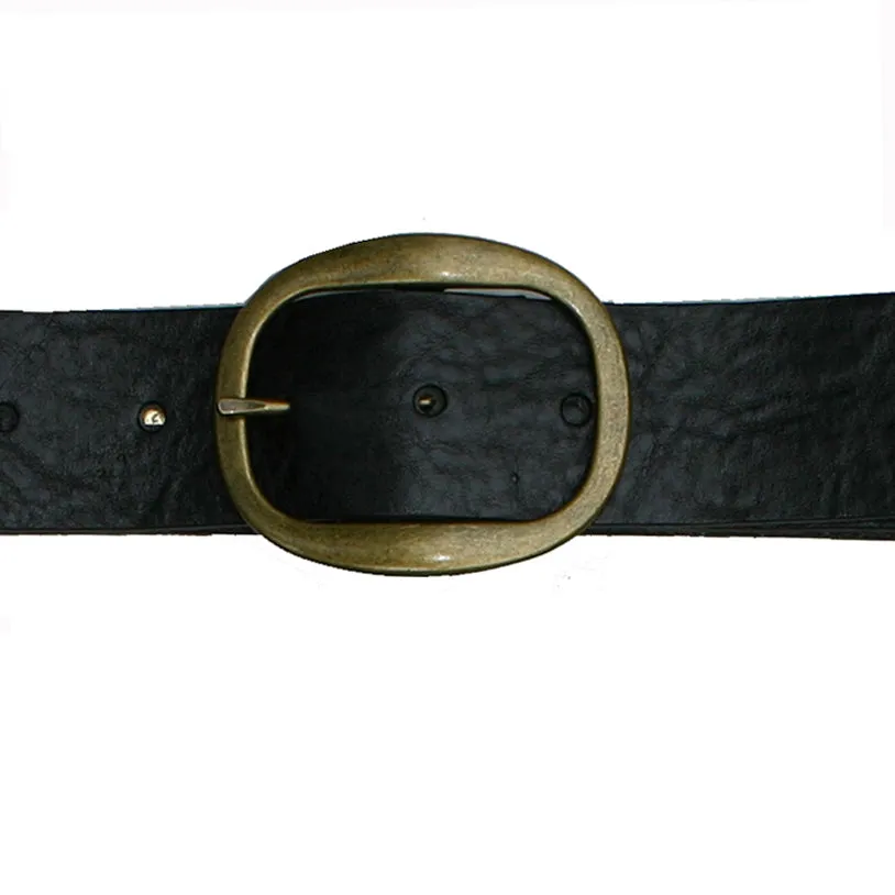 Heirloom Basic Belt - Dark Black with Antique Brass Buckle