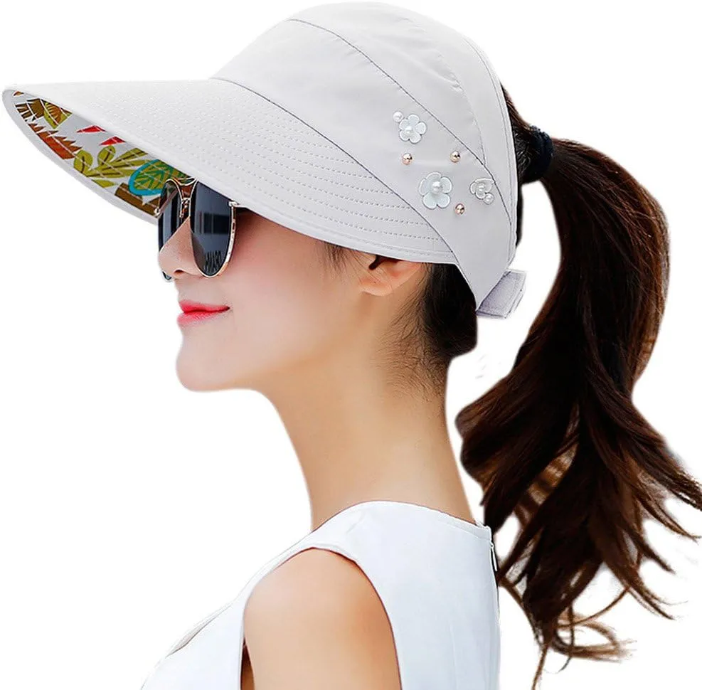 HINDAWI Sun Hats for Women Wide Brim Sun Hat UV Protection Caps Floppy Beach Packable Visor