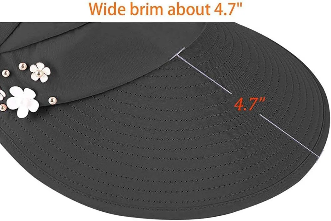 HINDAWI Sun Hats for Women Wide Brim Sun Hat UV Protection Caps Floppy Beach Packable Visor