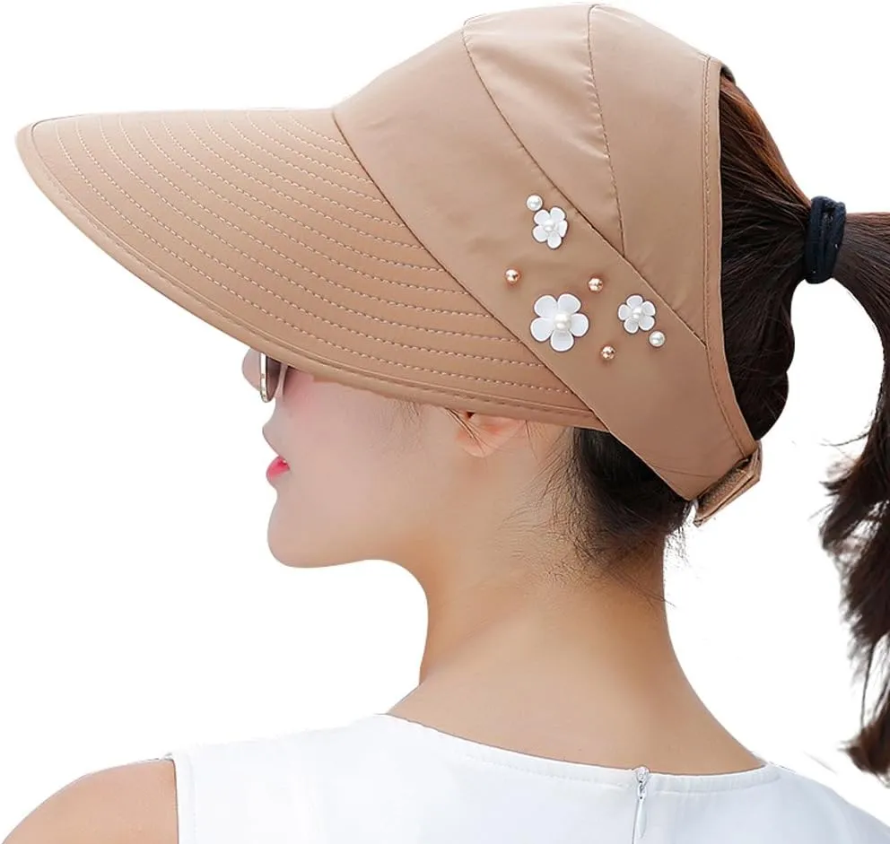 HINDAWI Sun Hats for Women Wide Brim Sun Hat UV Protection Caps Floppy Beach Packable Visor