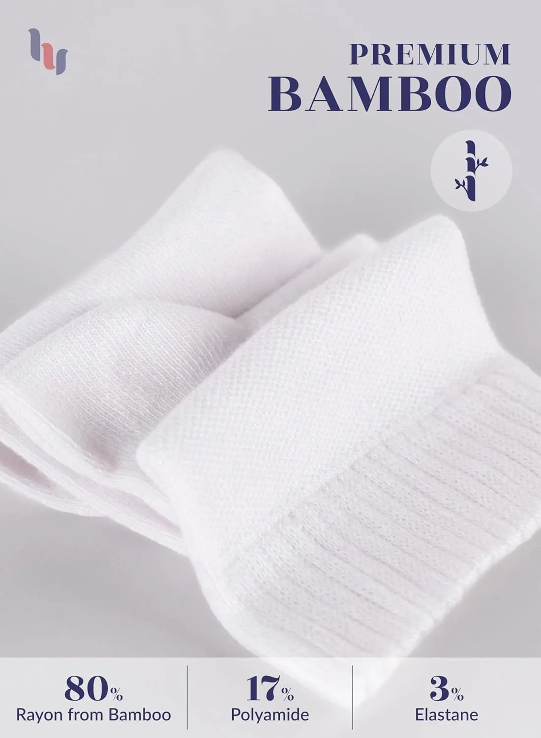 Hugh Ugoli Diabetic Socks for Women, Super Soft, Thin Bamboo Ankle Socks, Wide, Loose, Non-Binding Top, Seamless Toe, 4 Pairs