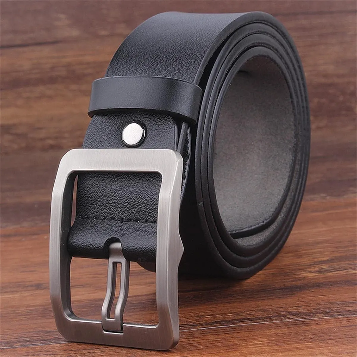 Men Summer Cow Genuine Leather Belt Adjustable Black Buckle Belt Jeans Vintage Soft Strap