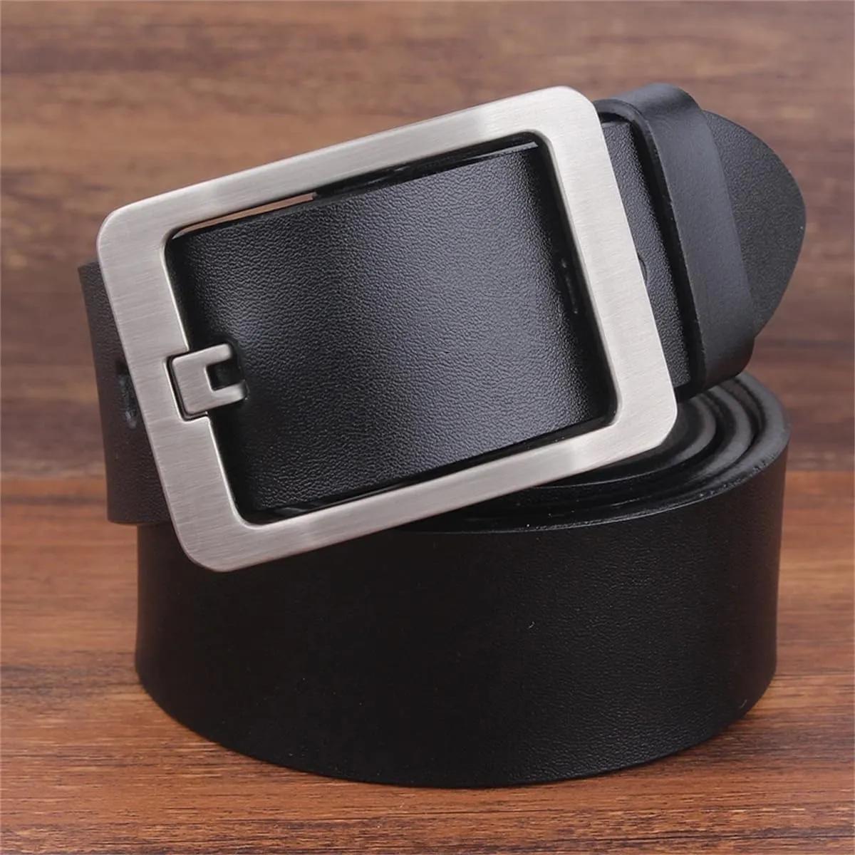 Men Summer Cow Genuine Leather Belt Adjustable Black Buckle Belt Jeans Vintage Soft Strap