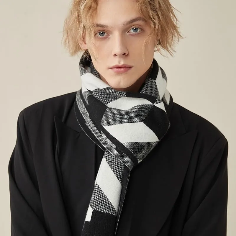 Men's Knit Scarf Cold Weather Scarves Neck Wrap Cosy Soft Winter Men Soft Classic Plaid Scarves Gifts For Men