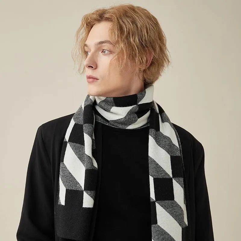 Men's Knit Scarf Cold Weather Scarves Neck Wrap Cosy Soft Winter Men Soft Classic Plaid Scarves Gifts For Men