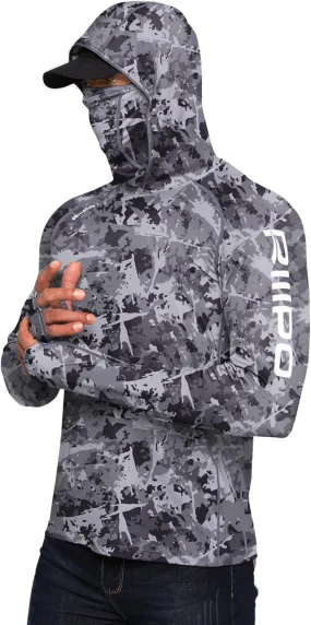 Men’s UPF 100  Performance Fishing Shirt with Hood and Gaiter, Long Sleeves Breathable, Quick Dry, Cooling Hoodie