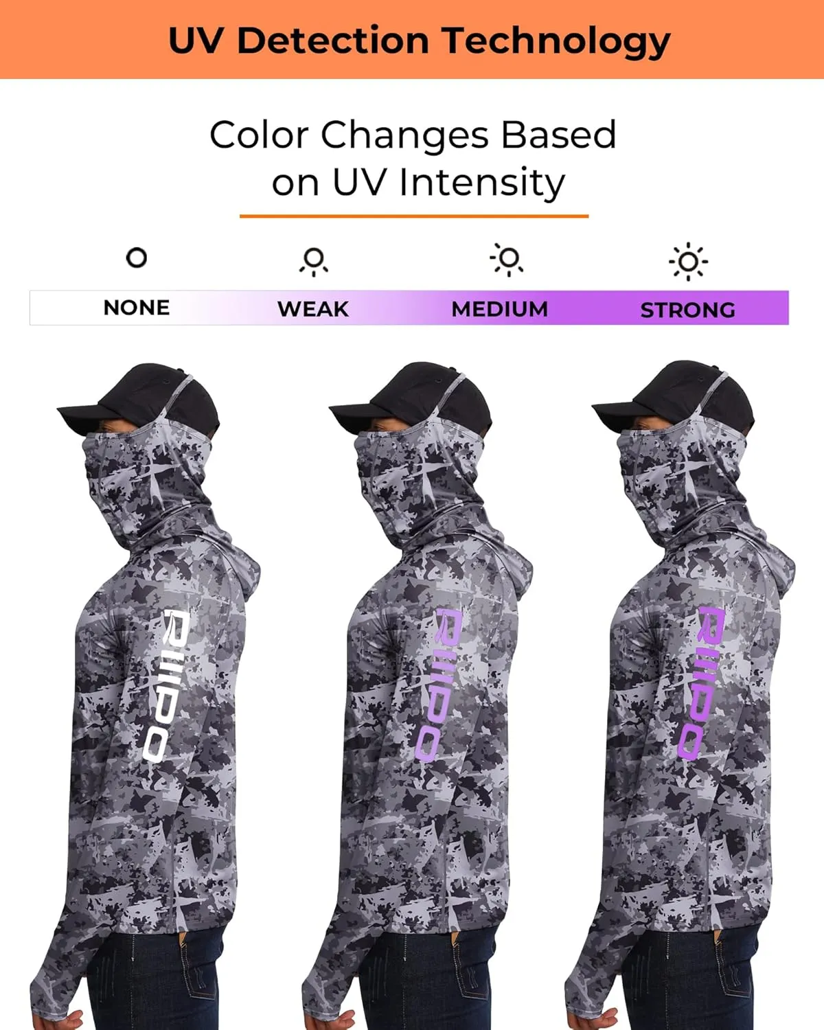 Men’s UPF 100  Performance Fishing Shirt with Hood and Gaiter, Long Sleeves Breathable, Quick Dry, Cooling Hoodie