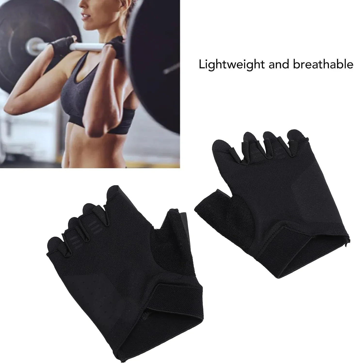 Non Slip Half Finger Biking Gloves, Thickened Road Riding Gloves with PU Leather Palm Pad for Weightlifting
