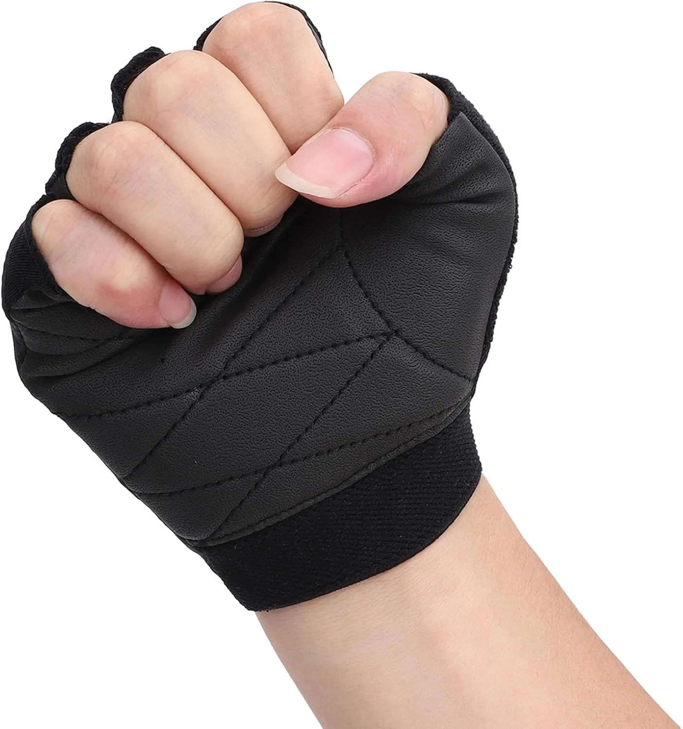 Non Slip Half Finger Biking Gloves, Thickened Road Riding Gloves with PU Leather Palm Pad for Weightlifting