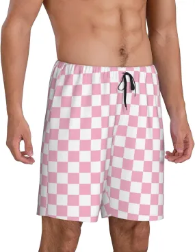 Novastar Mens Pajama Pants - pink pastel checkered Sleep Comfy Shorts Men Pajama Shorts, Pj Pants for Mens Lounge Shorts