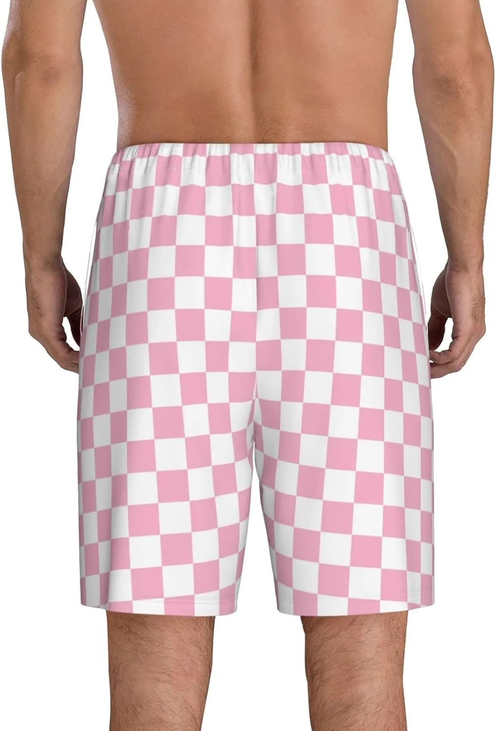 Novastar Mens Pajama Pants - pink pastel checkered Sleep Comfy Shorts Men Pajama Shorts, Pj Pants for Mens Lounge Shorts