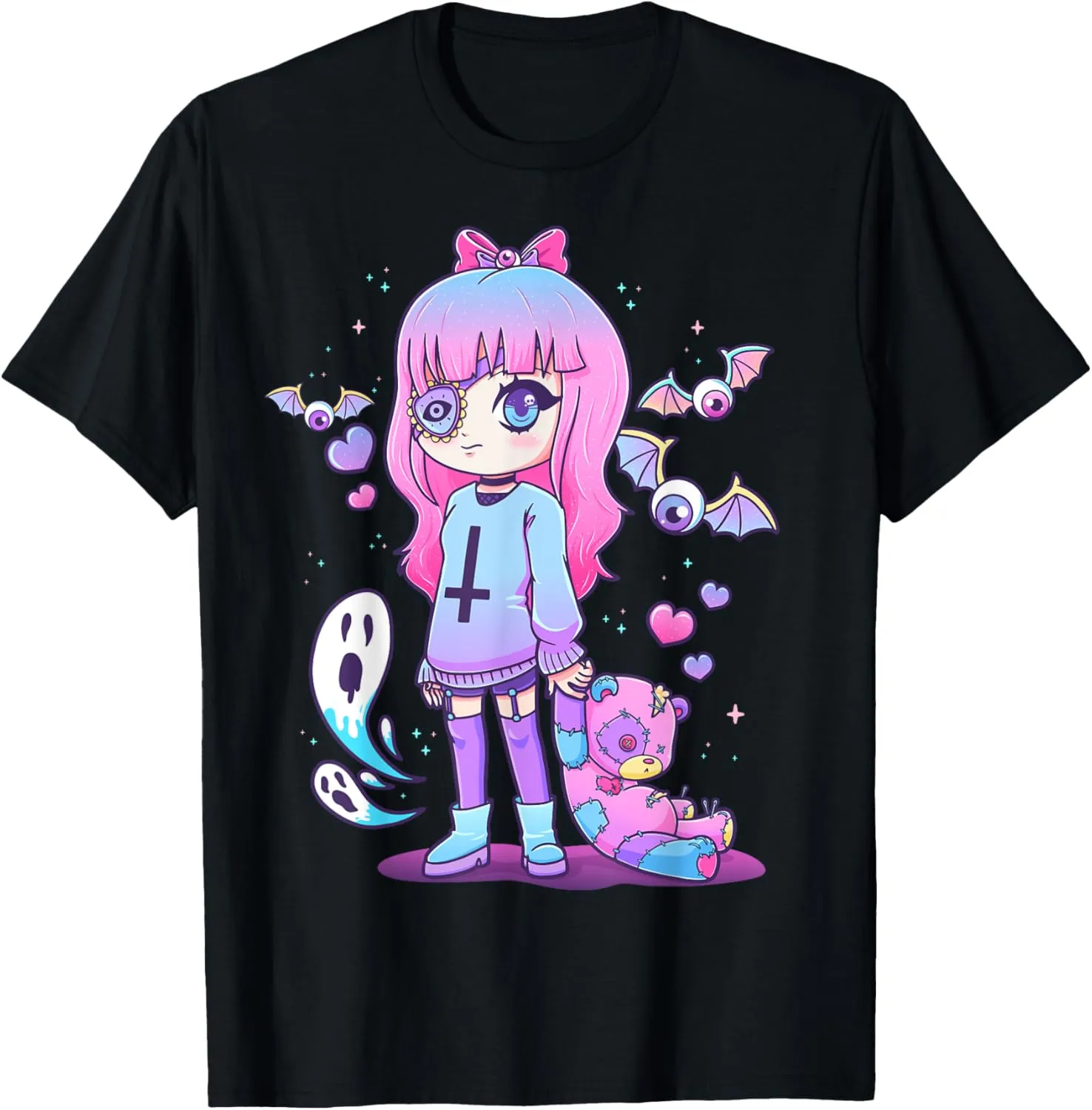 Pastel Goth Creepy Girl Teddy Bear Kawaii Emo Cute Nu Goth T-Shirt