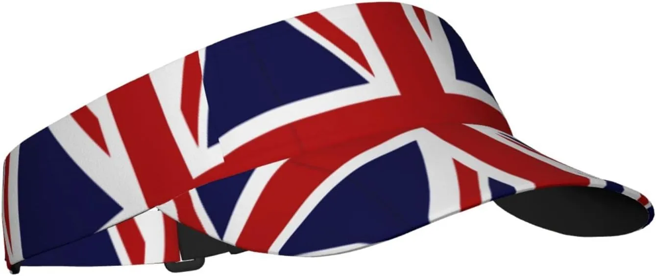 Retro Union Jack Flag Sun Visor Hat Women Men Wide Brim Summer Beach Cap Foldable Packable UK Flag Hats