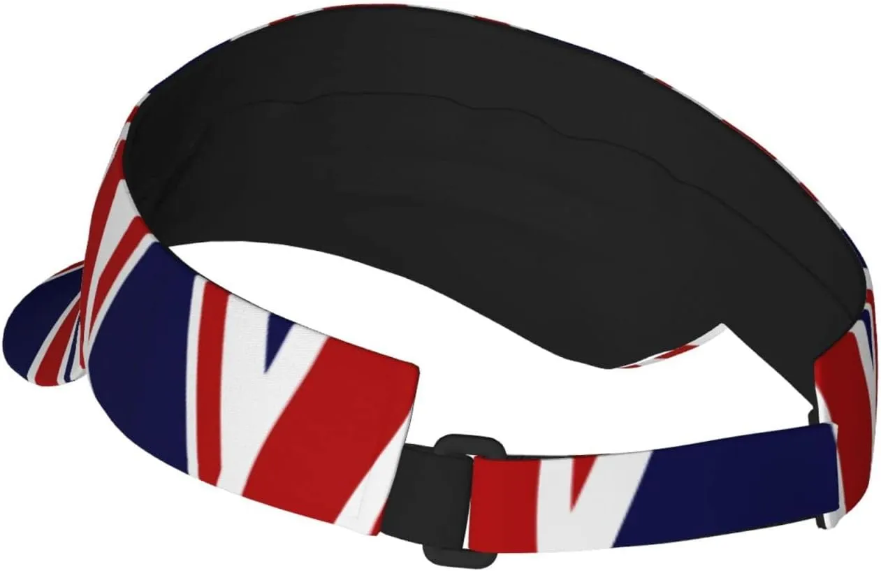 Retro Union Jack Flag Sun Visor Hat Women Men Wide Brim Summer Beach Cap Foldable Packable UK Flag Hats