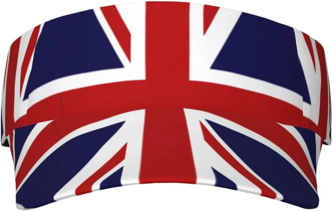 Retro Union Jack Flag Sun Visor Hat Women Men Wide Brim Summer Beach Cap Foldable Packable UK Flag Hats
