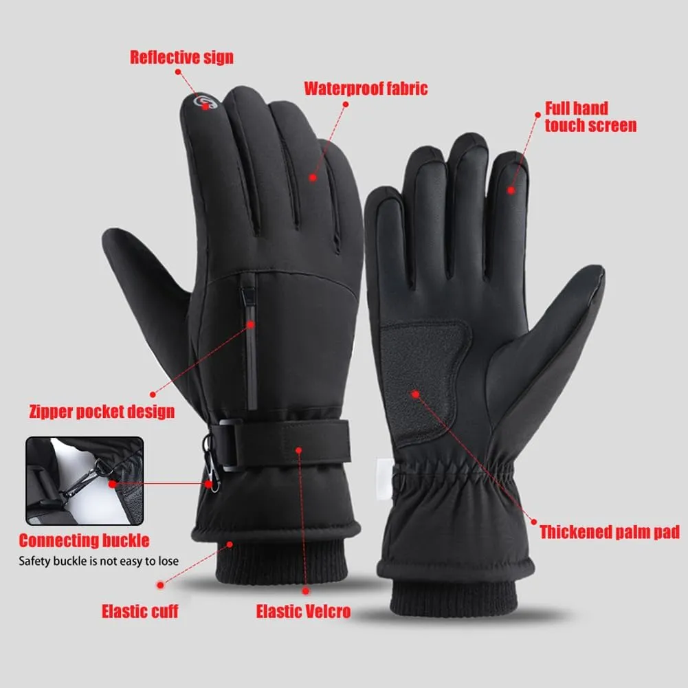 Running Gloves for Men, Winter Gloves Touchscreen Gloves, Thermal Lining Windproof Running Gloves for Walking Cycling Driving, Winter Warm Bike Glove with Buckle Pocket