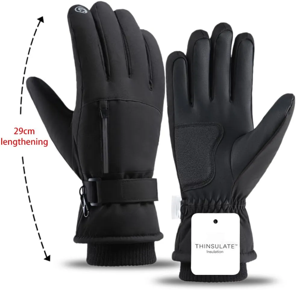 Running Gloves for Men, Winter Gloves Touchscreen Gloves, Thermal Lining Windproof Running Gloves for Walking Cycling Driving, Winter Warm Bike Glove with Buckle Pocket