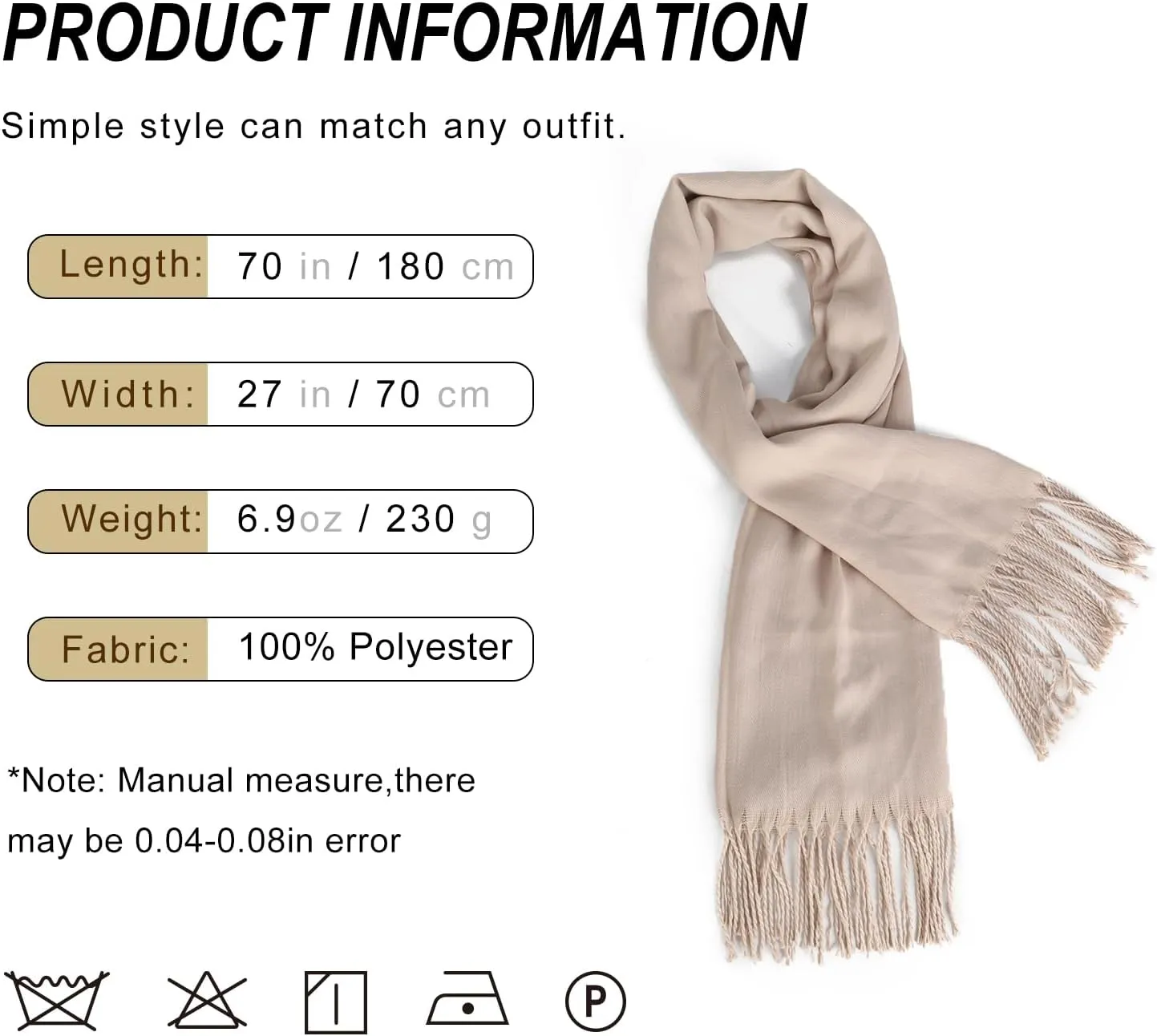 Scarf for Women Fall Winter Lightweight Big Shawl Wraps Long Women Scarves Warm Cashmere Feel Classic Soft 2 Pack