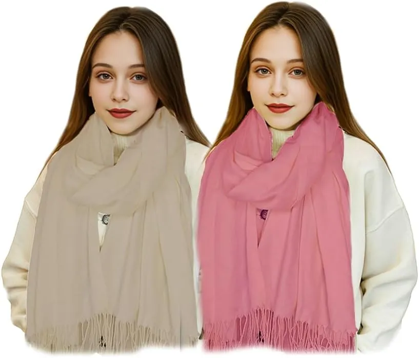 Scarf for Women Fall Winter Lightweight Big Shawl Wraps Long Women Scarves Warm Cashmere Feel Classic Soft 2 Pack