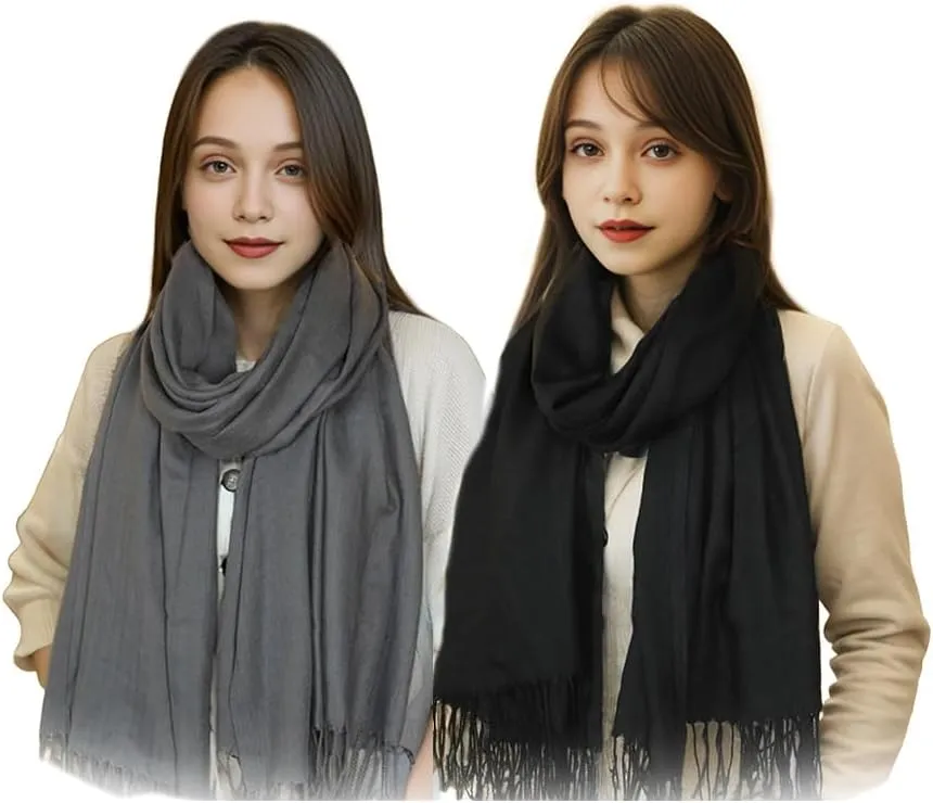 Scarf for Women Fall Winter Lightweight Big Shawl Wraps Long Women Scarves Warm Cashmere Feel Classic Soft 2 Pack