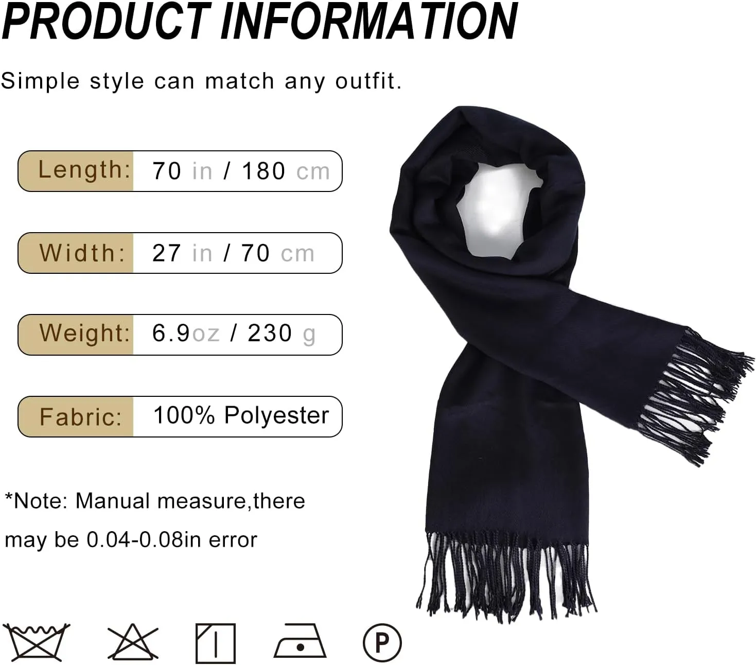 Scarf for Women Fall Winter Lightweight Big Shawl Wraps Long Women Scarves Warm Cashmere Feel Classic Soft 2 Pack