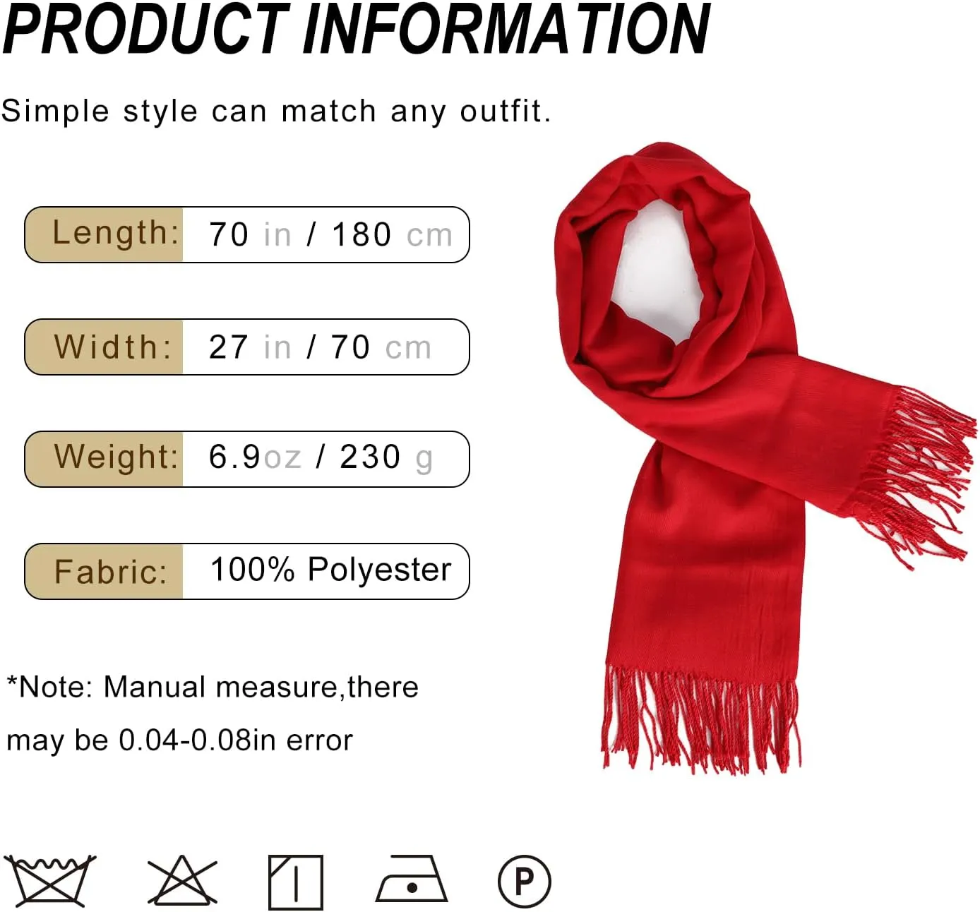 Scarf for Women Fall Winter Lightweight Big Shawl Wraps Long Women Scarves Warm Cashmere Feel Classic Soft 2 Pack