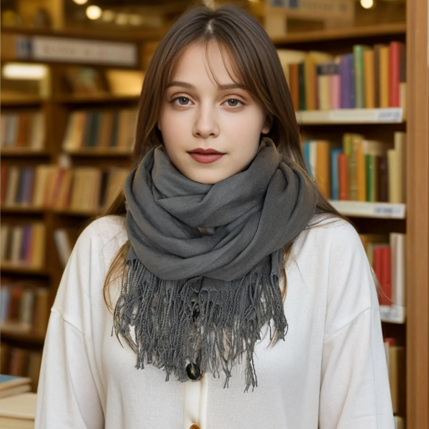 Scarf for Women Fall Winter Lightweight Big Shawl Wraps Long Women Scarves Warm Cashmere Feel Classic Soft 2 Pack