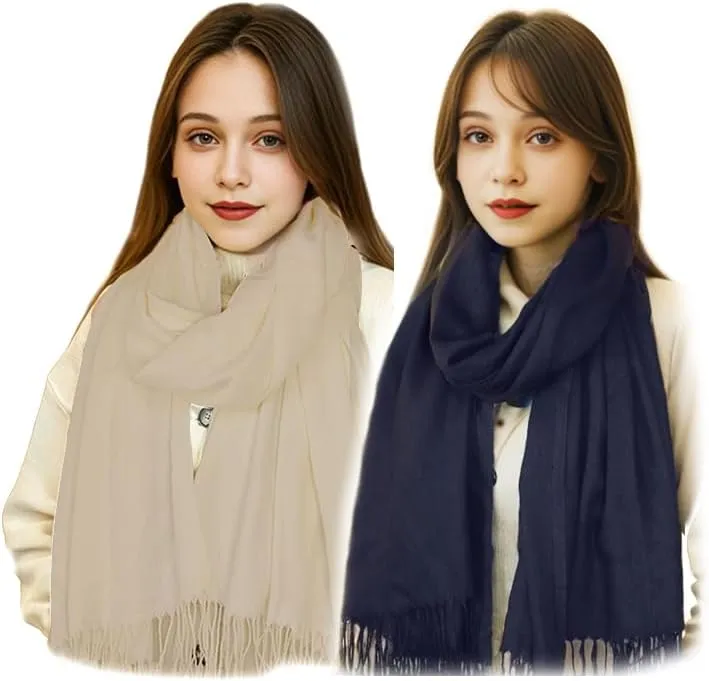 Scarf for Women Fall Winter Lightweight Big Shawl Wraps Long Women Scarves Warm Cashmere Feel Classic Soft 2 Pack