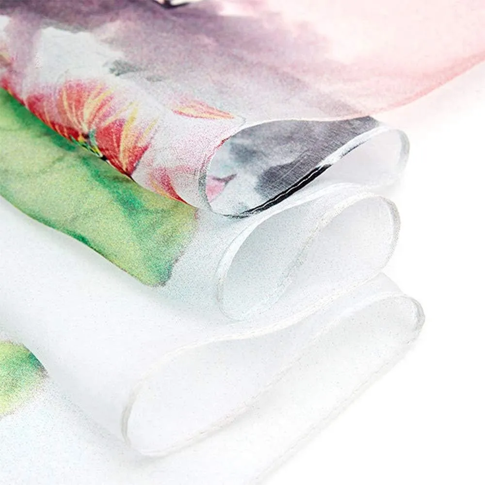 Scarf, Square Large Neck Scarf Silk Scarf Ladies Digital Printed Neck Scarf Breathable Lightweight Chiffon Shawl Soft Lightweight (Pink 175x110CM)