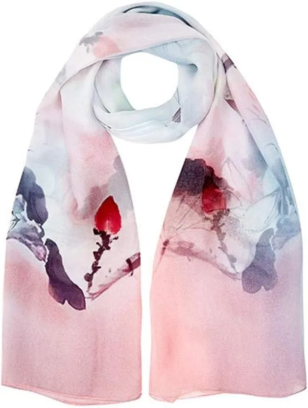 Scarf, Square Large Neck Scarf Silk Scarf Ladies Digital Printed Neck Scarf Breathable Lightweight Chiffon Shawl Soft Lightweight (Pink 175x110CM)