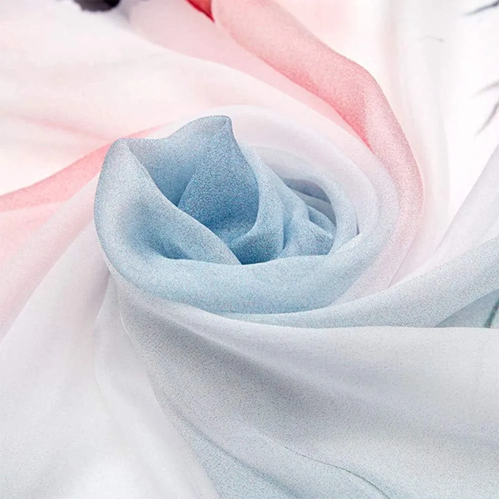 Scarf, Square Large Neck Scarf Silk Scarf Ladies Digital Printed Neck Scarf Breathable Lightweight Chiffon Shawl Soft Lightweight (Pink 175x110CM)