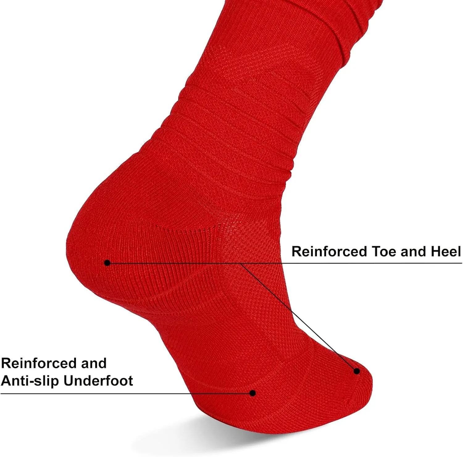 Scrunch Football Socks 2 Pack, Extra Long Padded Athletic Socks for Men & Women
