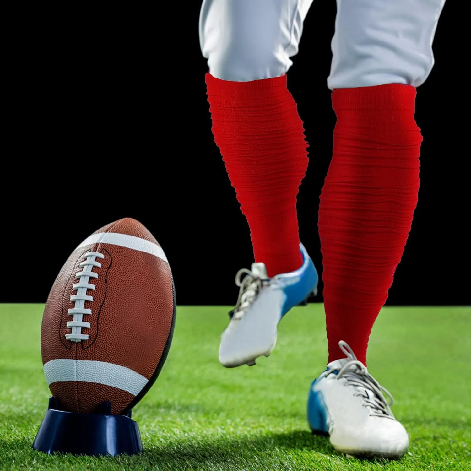 Scrunch Football Socks 2 Pack, Extra Long Padded Athletic Socks for Men & Women