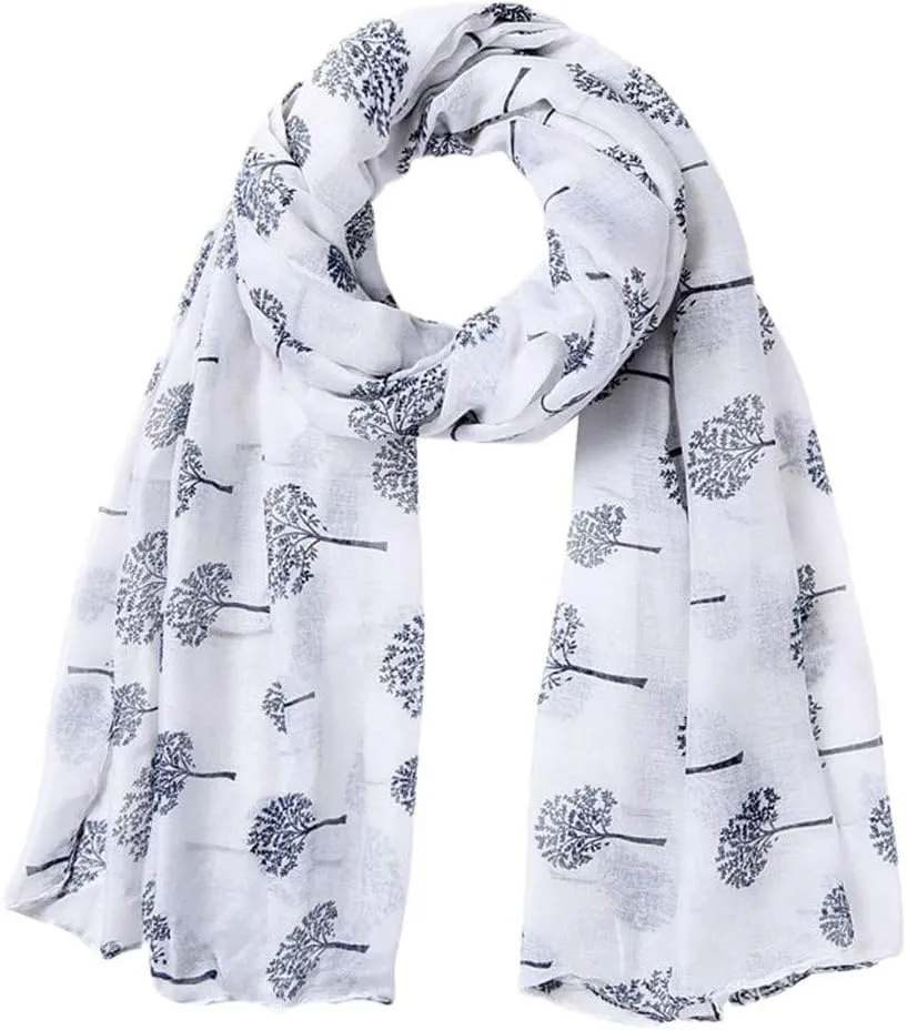 Silk Scarf for Women Printed Dandelion Soft Chiffon Shawl Wrap Wraps Scarf Scarves (2-F, One Size)