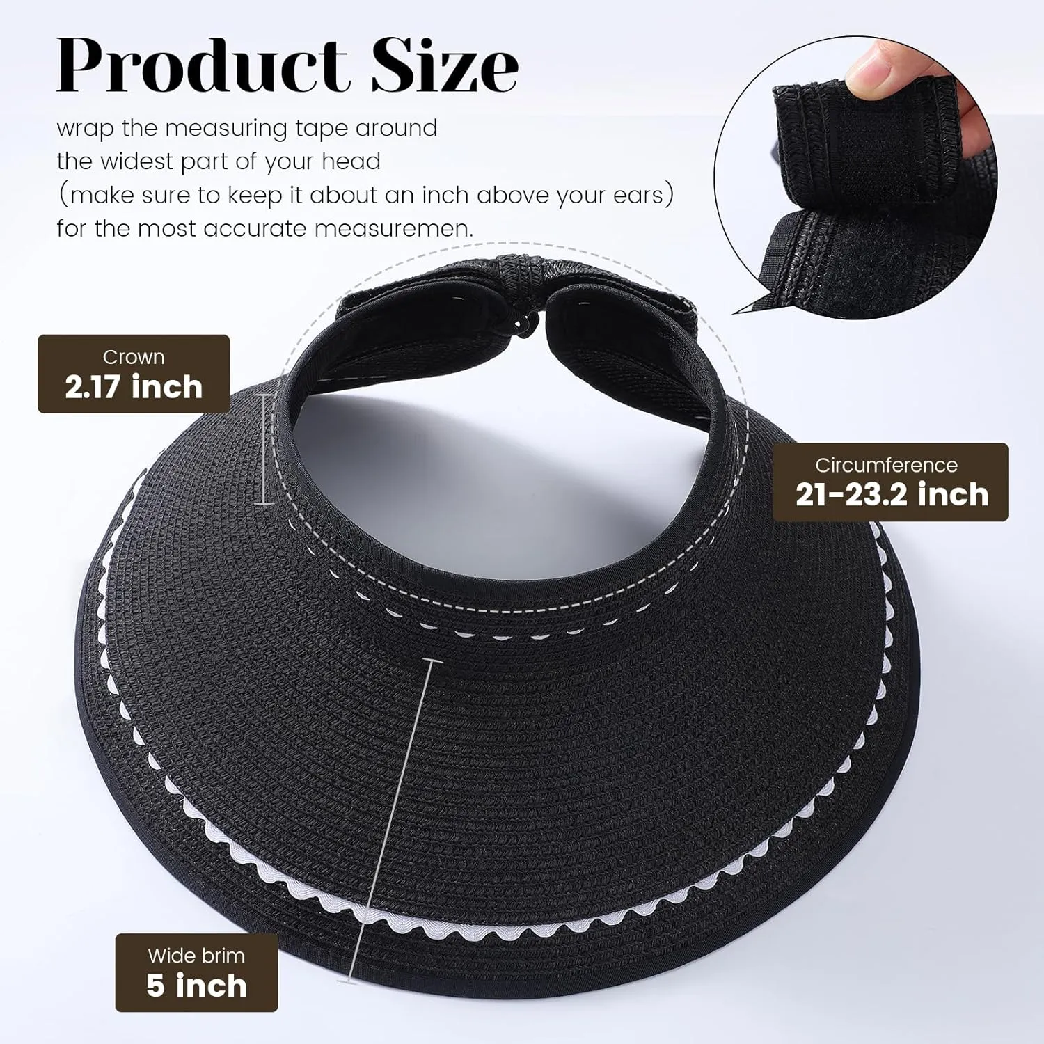 Sun Hats for Women, Beach Hat Sun Hat Women Visor Hats Wide Brim Straw Ponytail Hats for Women Foldable Floppy