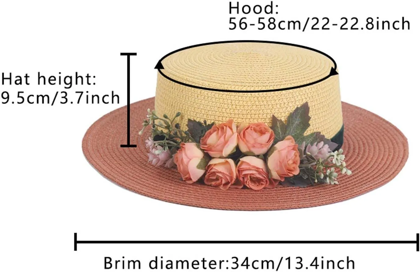 Sun Hats for Women Beach Hats Wide Brim Sun Straw Hat Handmade Flower Sun Protection Hat UV Paper Grass Flat top hat